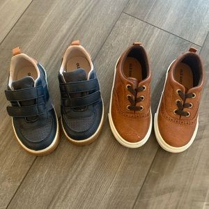 Two Pairs Of Old Navy Toddler Boys Shoes Size 8 Blue & Brown